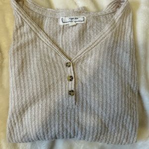 Ivory waffle material sweater
